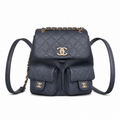 Chanel Duma Caviar Backpack | CC Turn-Lock Gold Chain Black — 20.5x20cm
