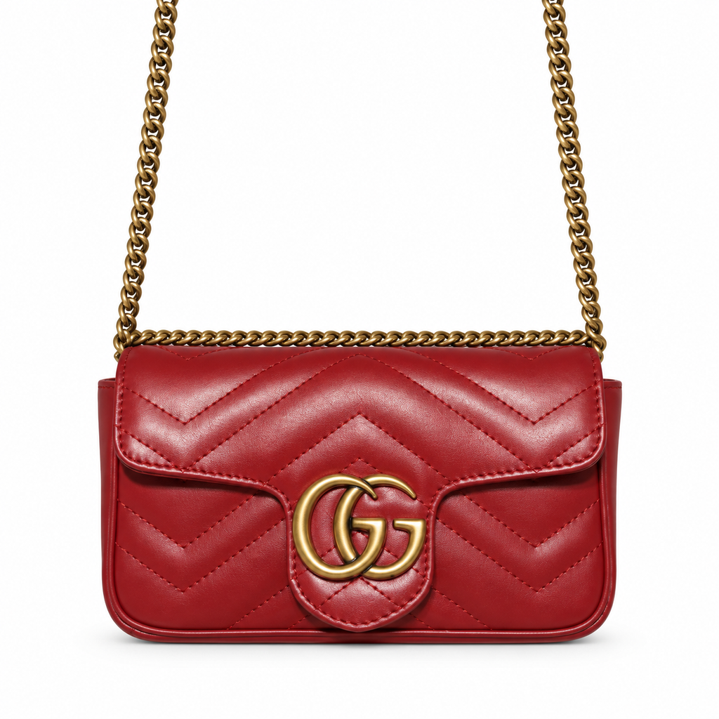 Gucci GG Marmont Super Mini Flap Bag in Hibiscus Red Matelassé