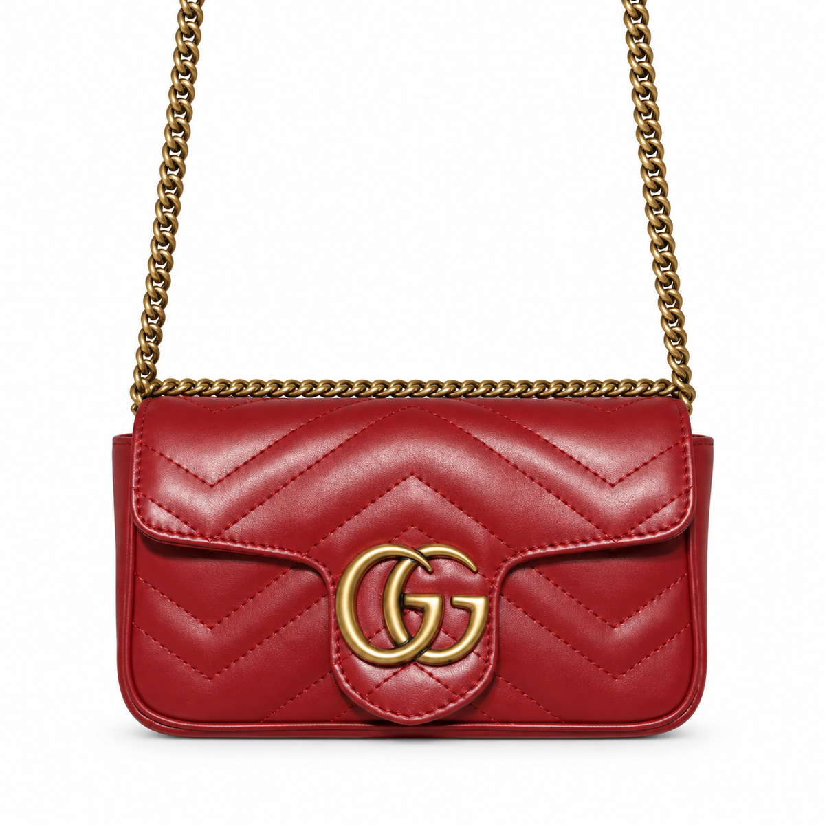 Gucci GG Marmont Super Mini Flap Bag in Hibiscus Red Matelassé