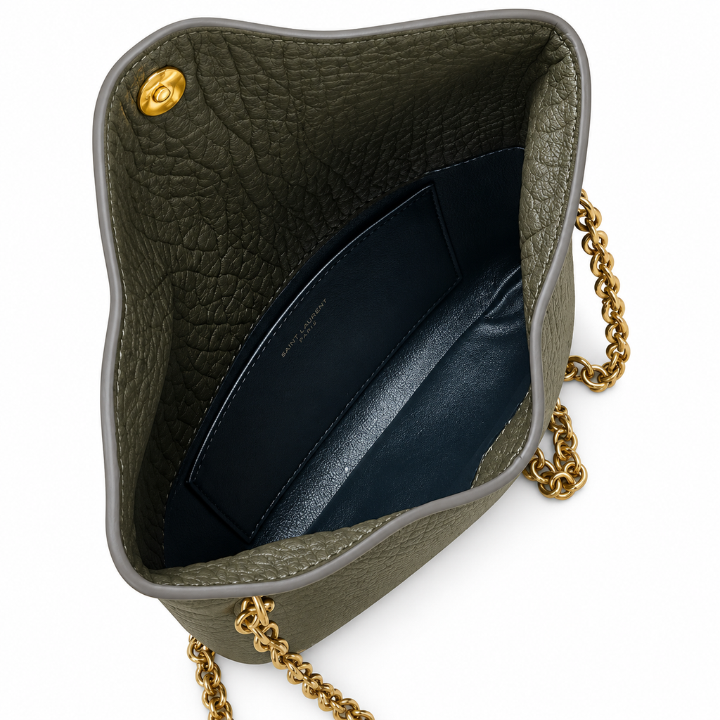 YSL Saint Laurent Gaby Envelope Bag in Black Grained Leather