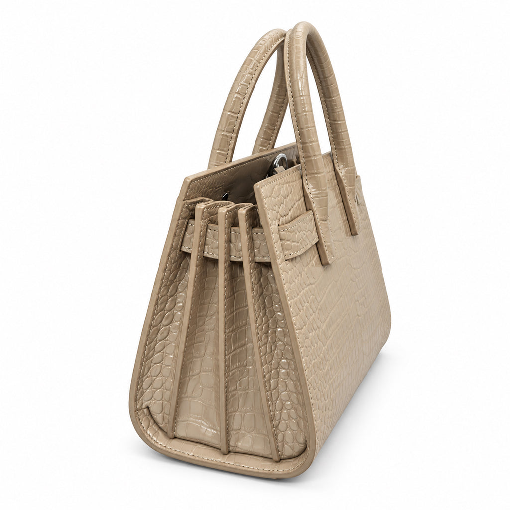 Saint Laurent Sac de Jour Bag – Beige Croc Embossed