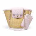 Chanel Large Shopping Tote Blush Pink Smooth Lambskin | Gold CC Disc Buttons & Chain Strap — 41cm