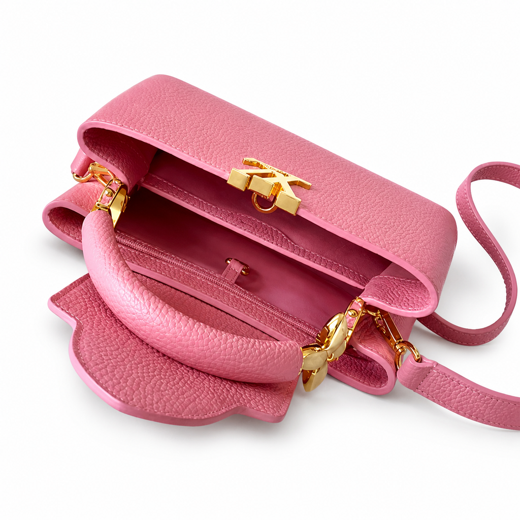 Louis Vuitton Capucines Mini Pink Taurillon Leather Bag Gold Chain Handle