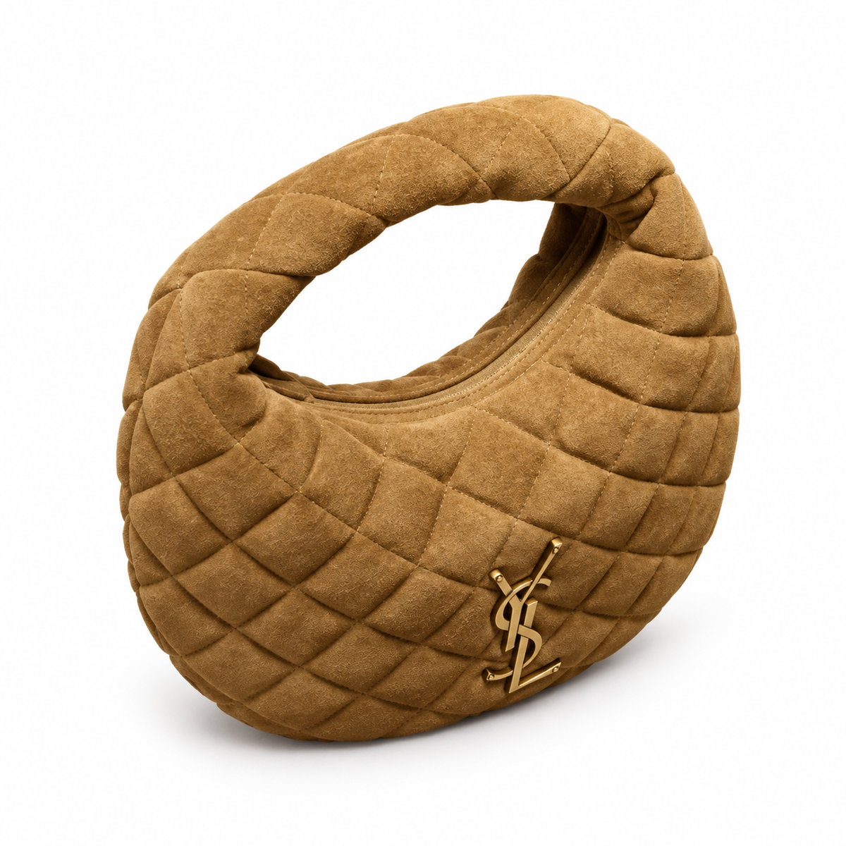 YSL Saint Laurent Quilted Suede Hobo Bag