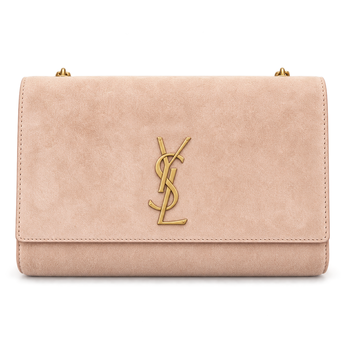 Saint Laurent YSL Kate Chain Bag – Nude Suede Gold