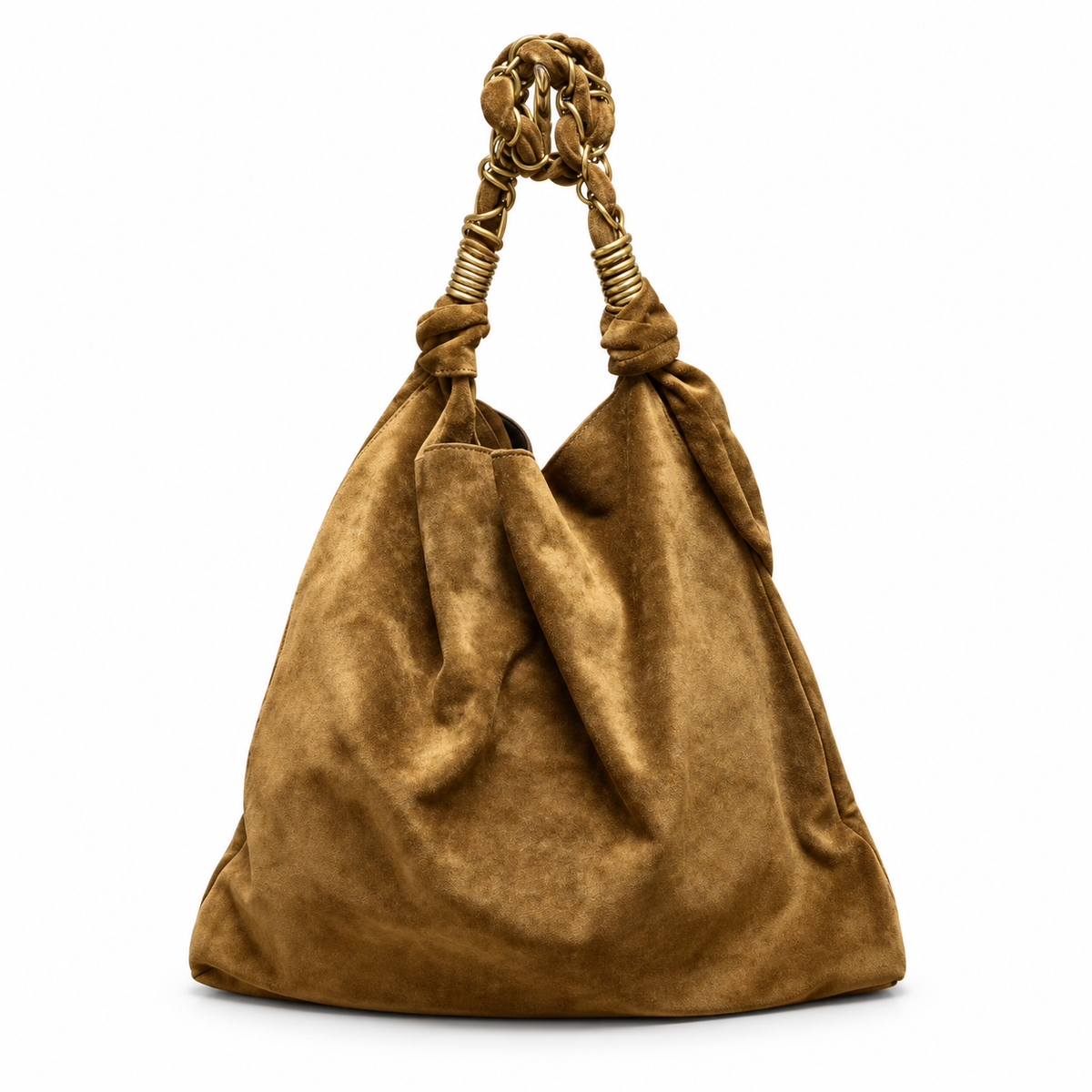 YSL Saint Laurent Squchy Hobo Bag in Camel Suede