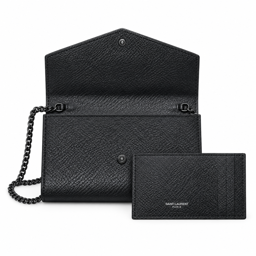 Saint Laurent Uptown Chain Wallet – Black Epsom Matte
