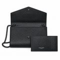 Saint Laurent Uptown Chain Wallet – Black Epsom Matte