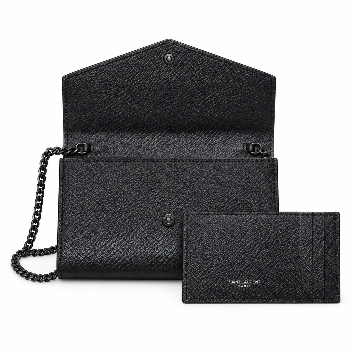 Saint Laurent Uptown Chain Wallet – Black Epsom Matte