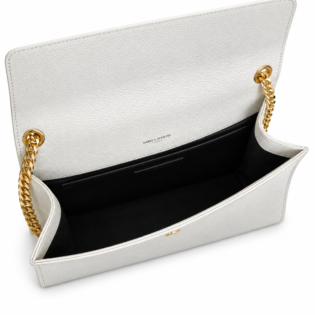 Saint Laurent YSL Kate Chain Bag – White Gold