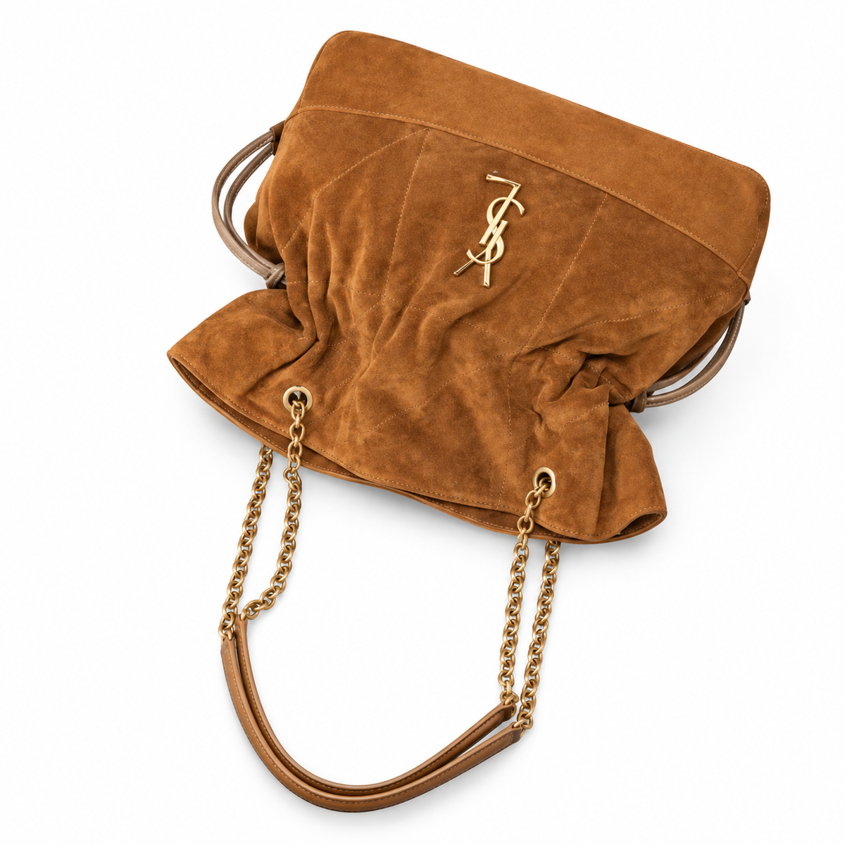 YSL Saint Laurent Jamie Tote Tan Suede Gold Chain