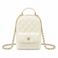 Chanel Quilted Lambskin Mini Chain Backpack Ivory 18×13×9cm