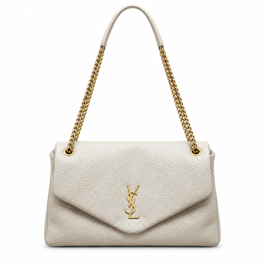YSL Saint Laurent Envelope Large Chain Shoulder Bag Ivory