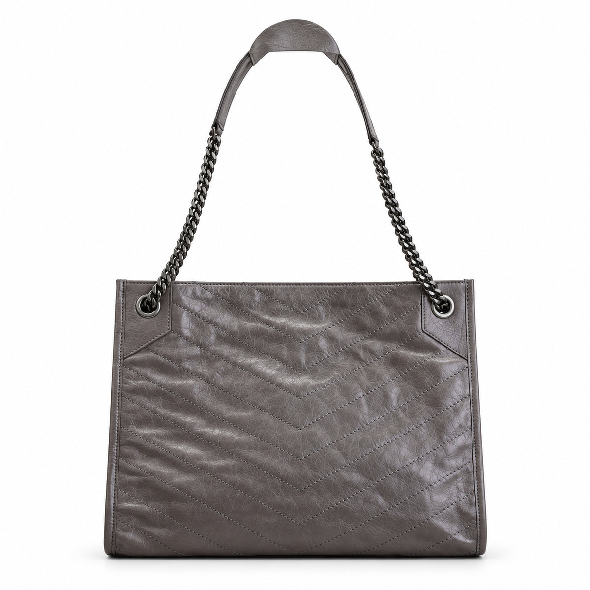 YSL Niki Shopping Bag – Grey Quilted Leather