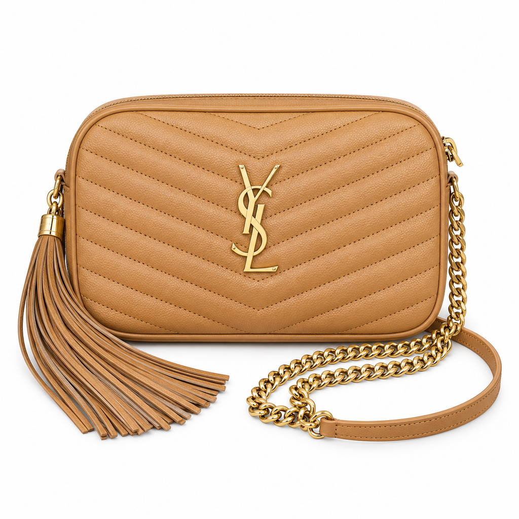 YSL Saint Laurent Lou Camera Bag in Caramel Matelassé Leather