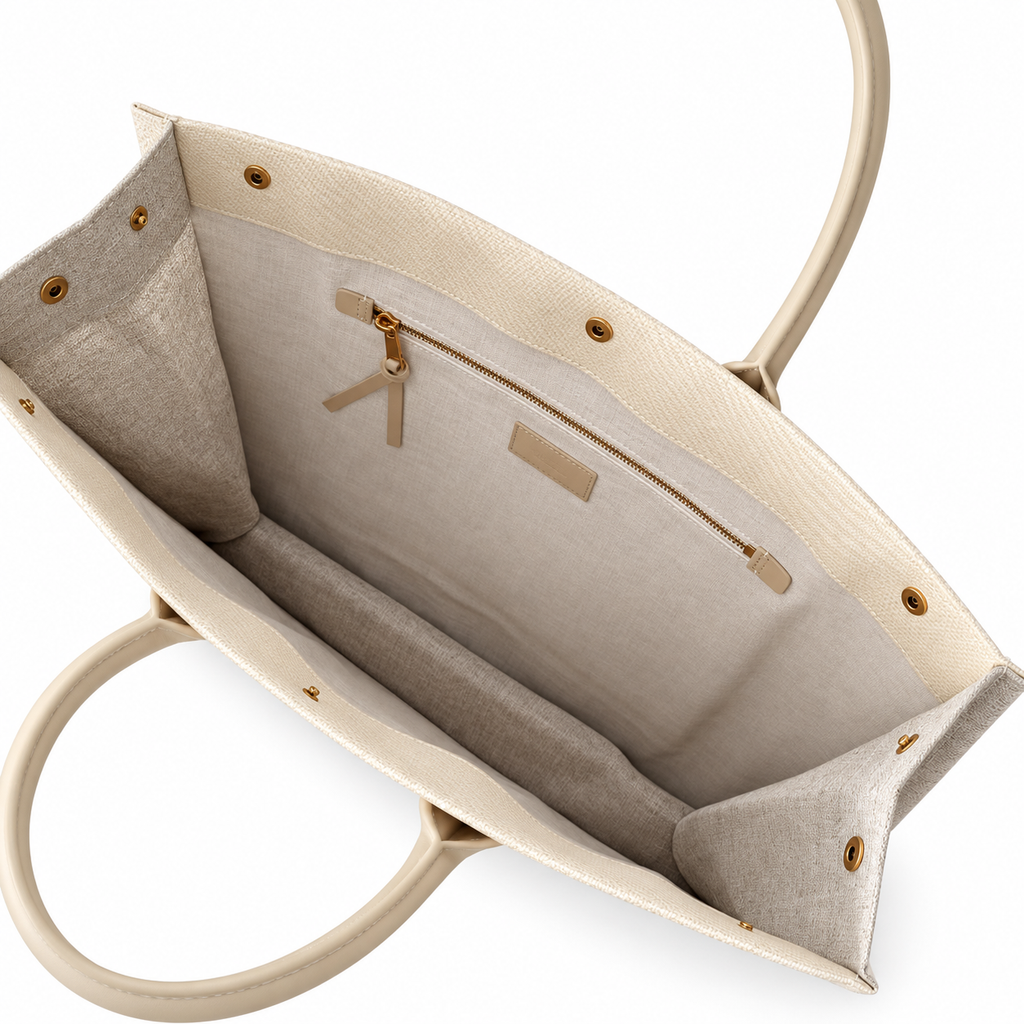 Saint Laurent Rive Gauche Tote – Natural Linen Beige