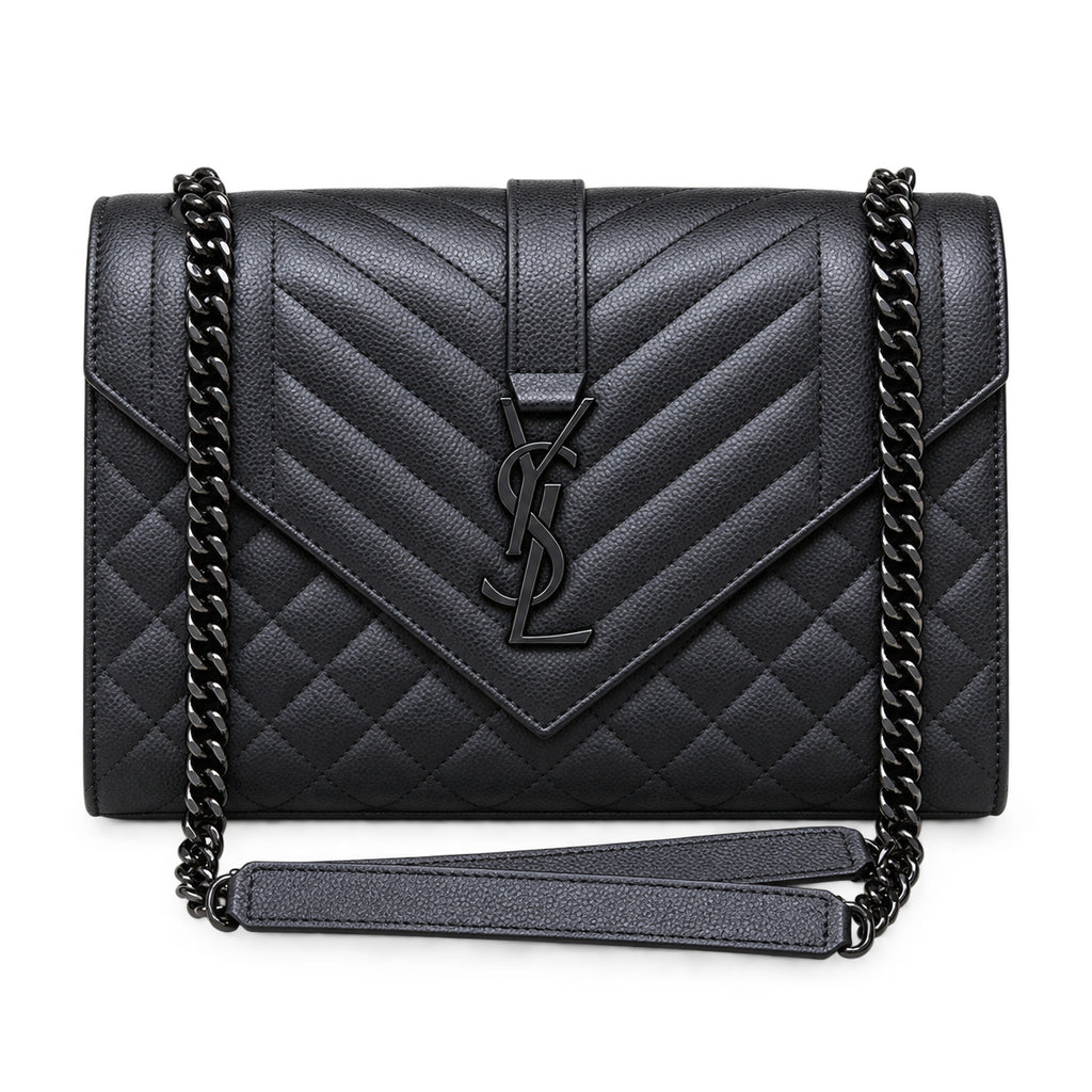 Saint Laurent YSL Envelope Medium – Black on Black