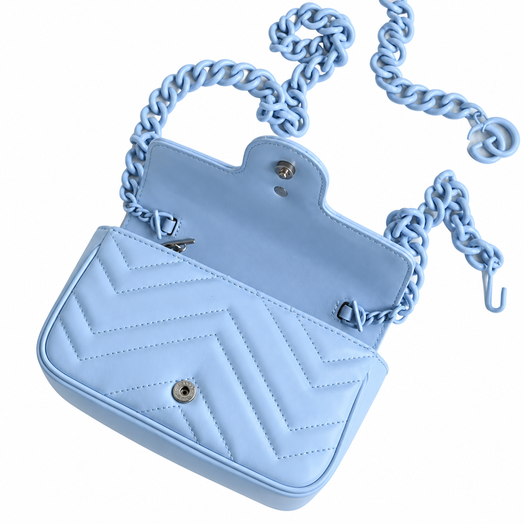 Gucci GG Marmont Super Mini Bag Blue on Blue