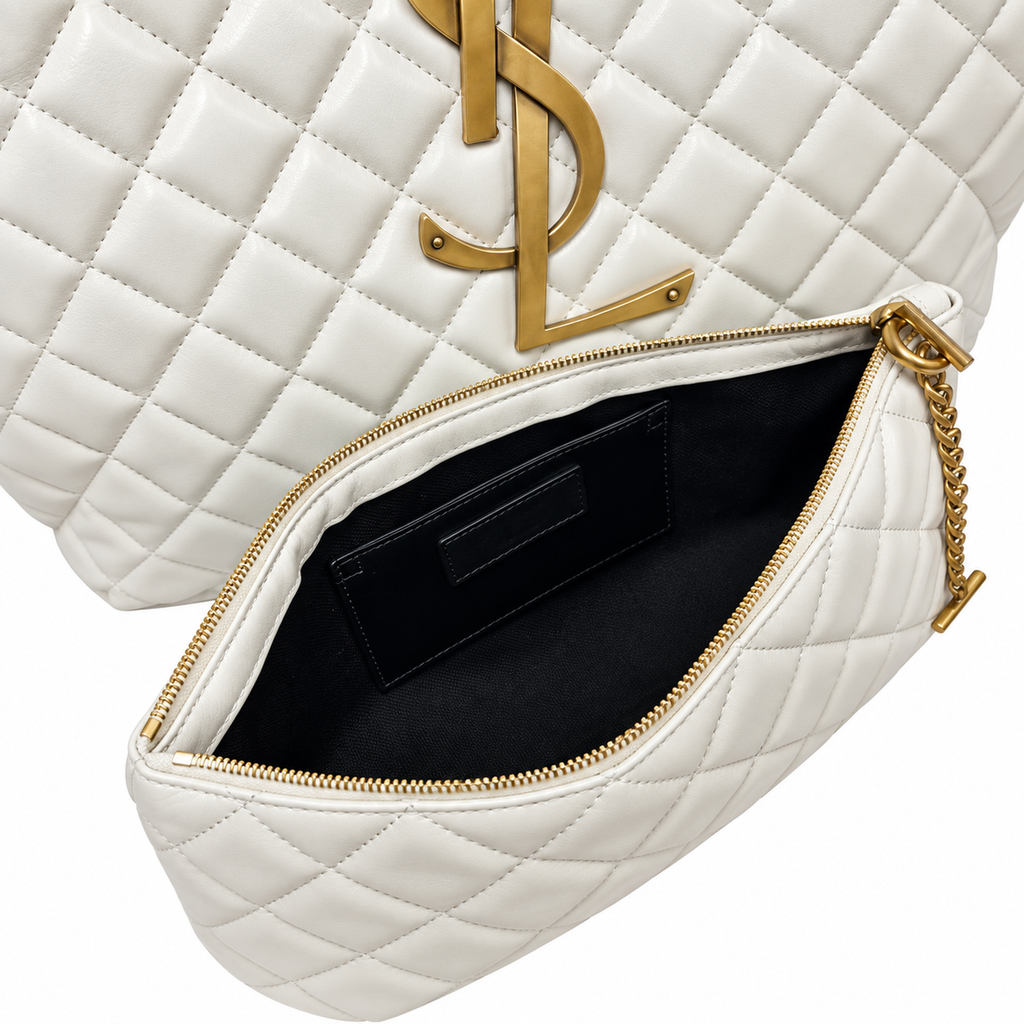 YSL Icare Maxi Shopping Bag – White Quilted Leather