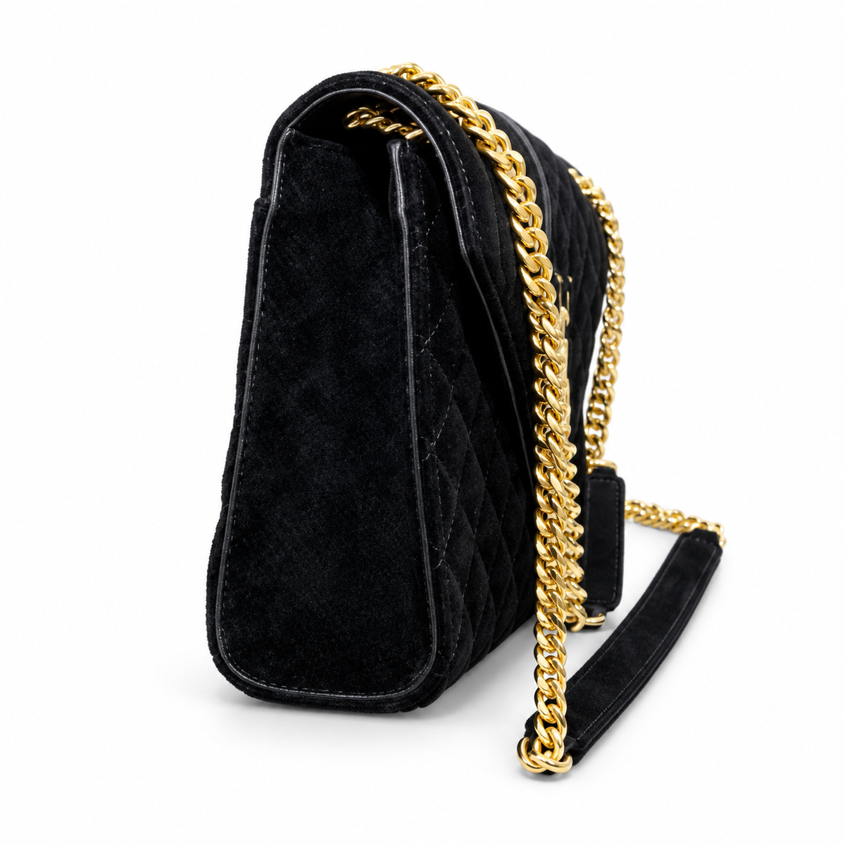 Saint Laurent YSL Envelope Medium – Black Velvet Gold