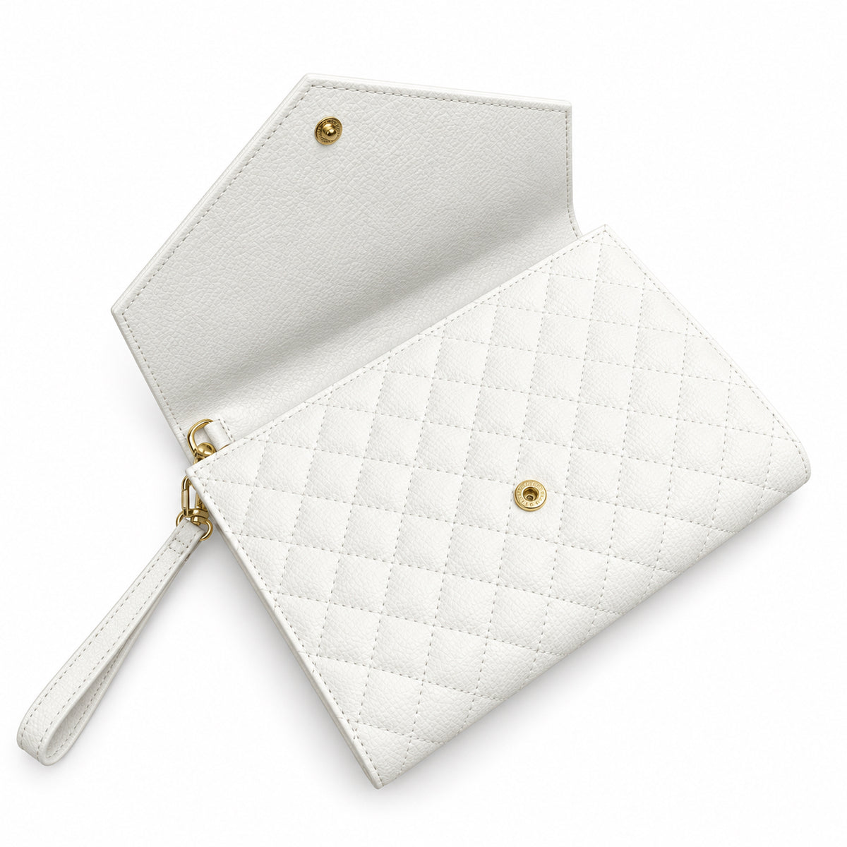 YSL Saint Laurent Envelope Clutch in White Quilted Leather