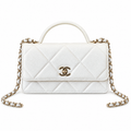 Chanel Trendy CC Quilted Iridescent Calfskin Top Handle WOC Ivory 19cm