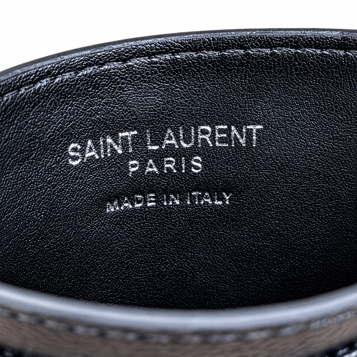 YSL Cassandre Card Holder – Black Grain Leather