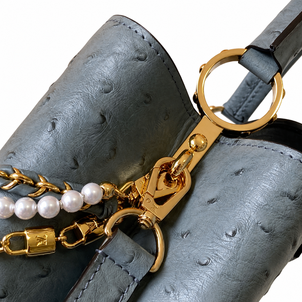 Louis Vuitton Capucines BB – Ostrich Leather Pearl Chain