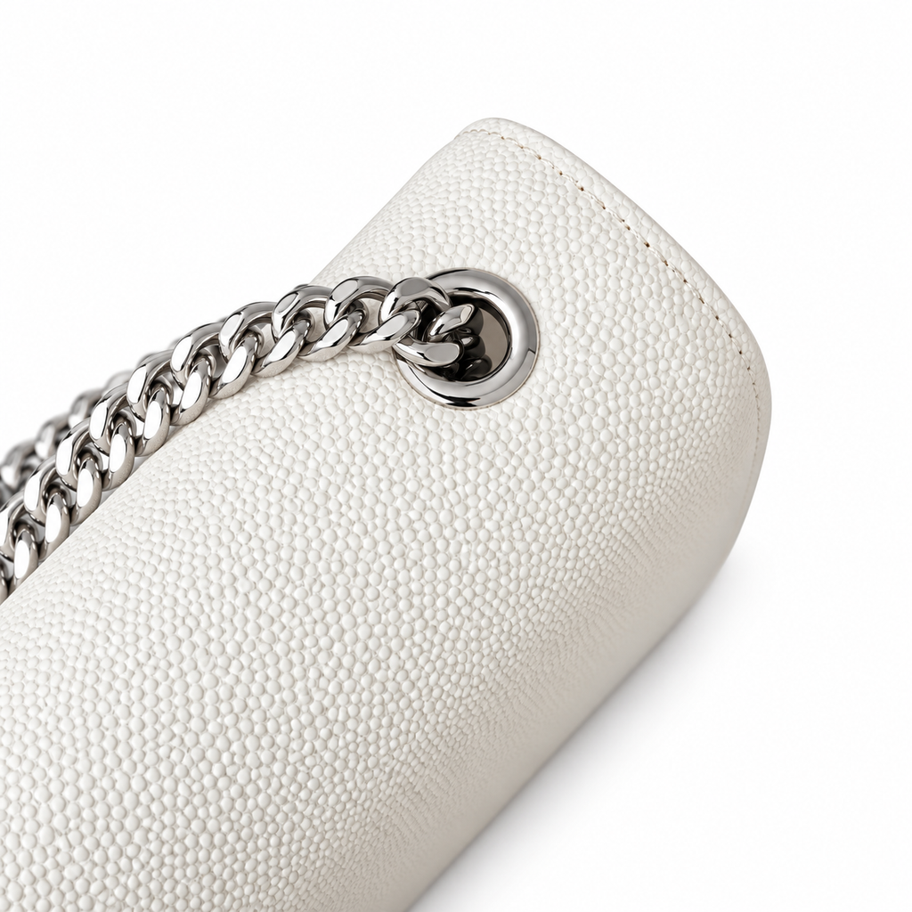 Saint Laurent YSL Kate Chain Bag – Cream Silver