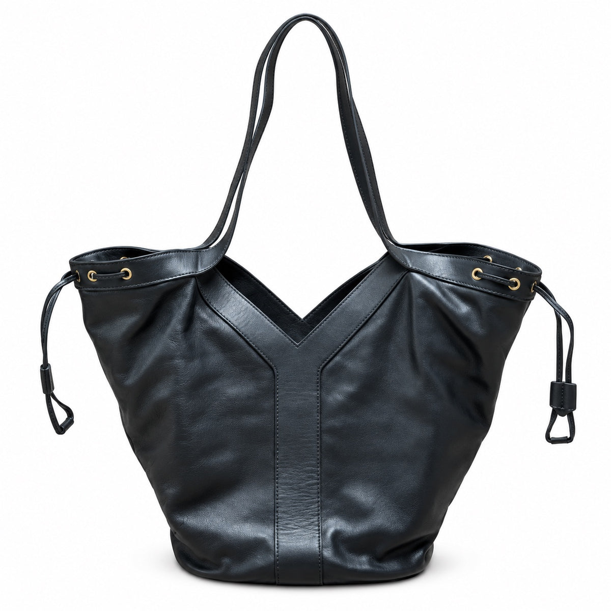 YSL Yslide Tote Bag – Black Leather