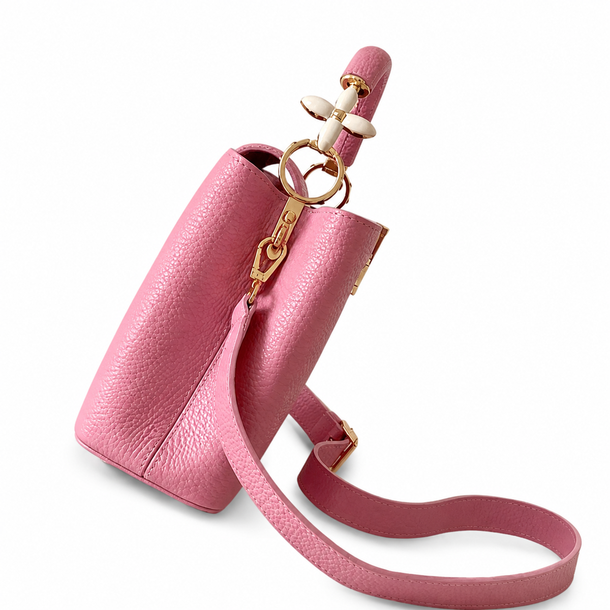 Louis Vuitton Capucines Mini Pink Taurillon Leather Bag Gold Chain Handle
