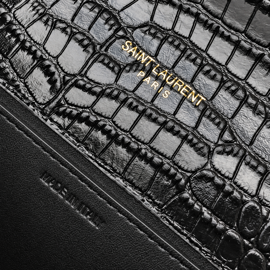 Saint Laurent Uptown Chain Wallet – Black Croc & Wallet Set