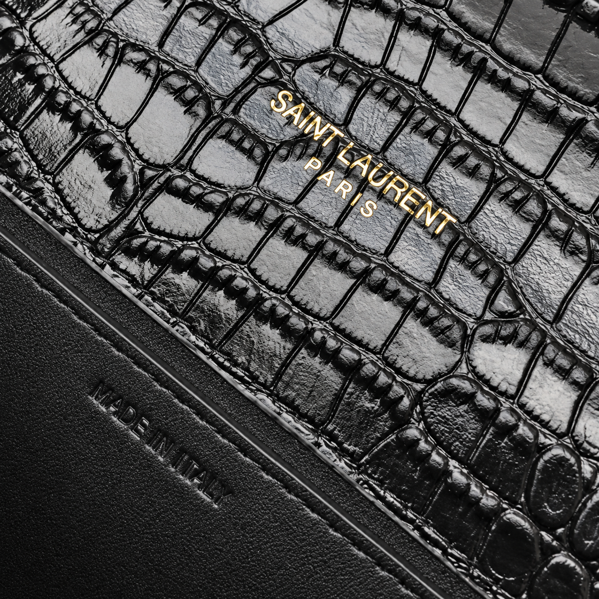 Saint Laurent Uptown Chain Wallet – Black Croc & Wallet Set