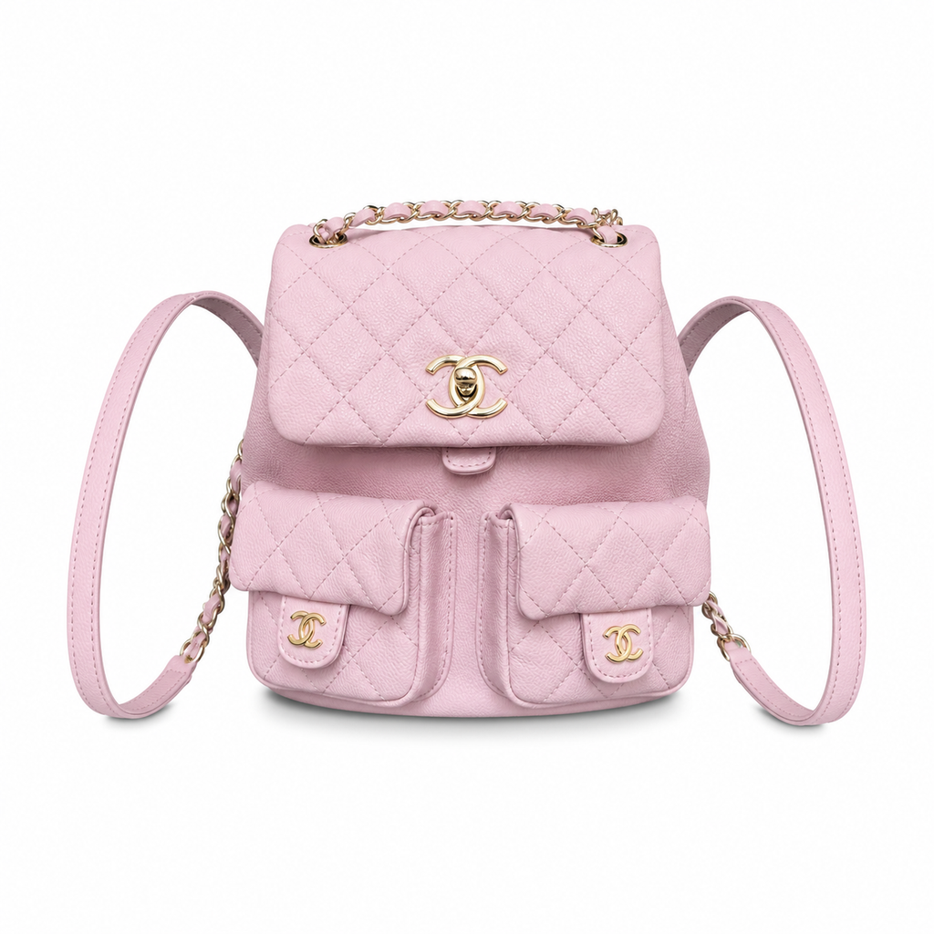 Chanel Duma Caviar Backpack | CC Turn-Lock Gold Chain Lavender — 20.5x20cm