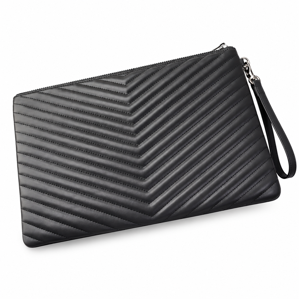 Saint Laurent YSL Cassandre Clutch – Black Silver