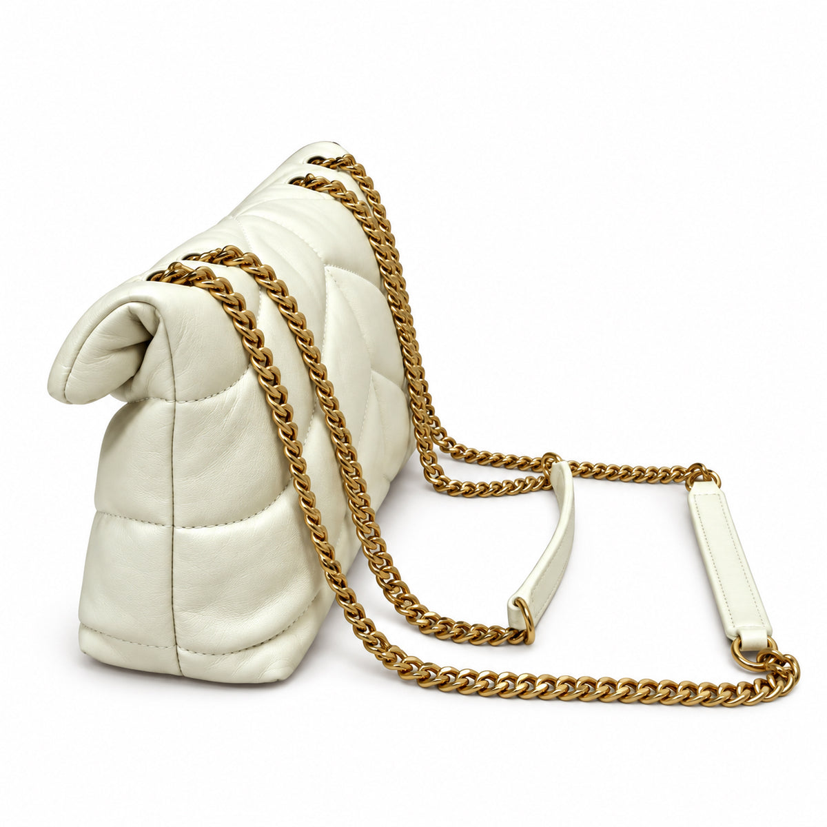 Saint Laurent YSL Loulou Puffer Bag – Cream Gold