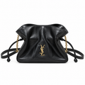 YSL Bouquet Drawstring Bag – Black Smooth Leather