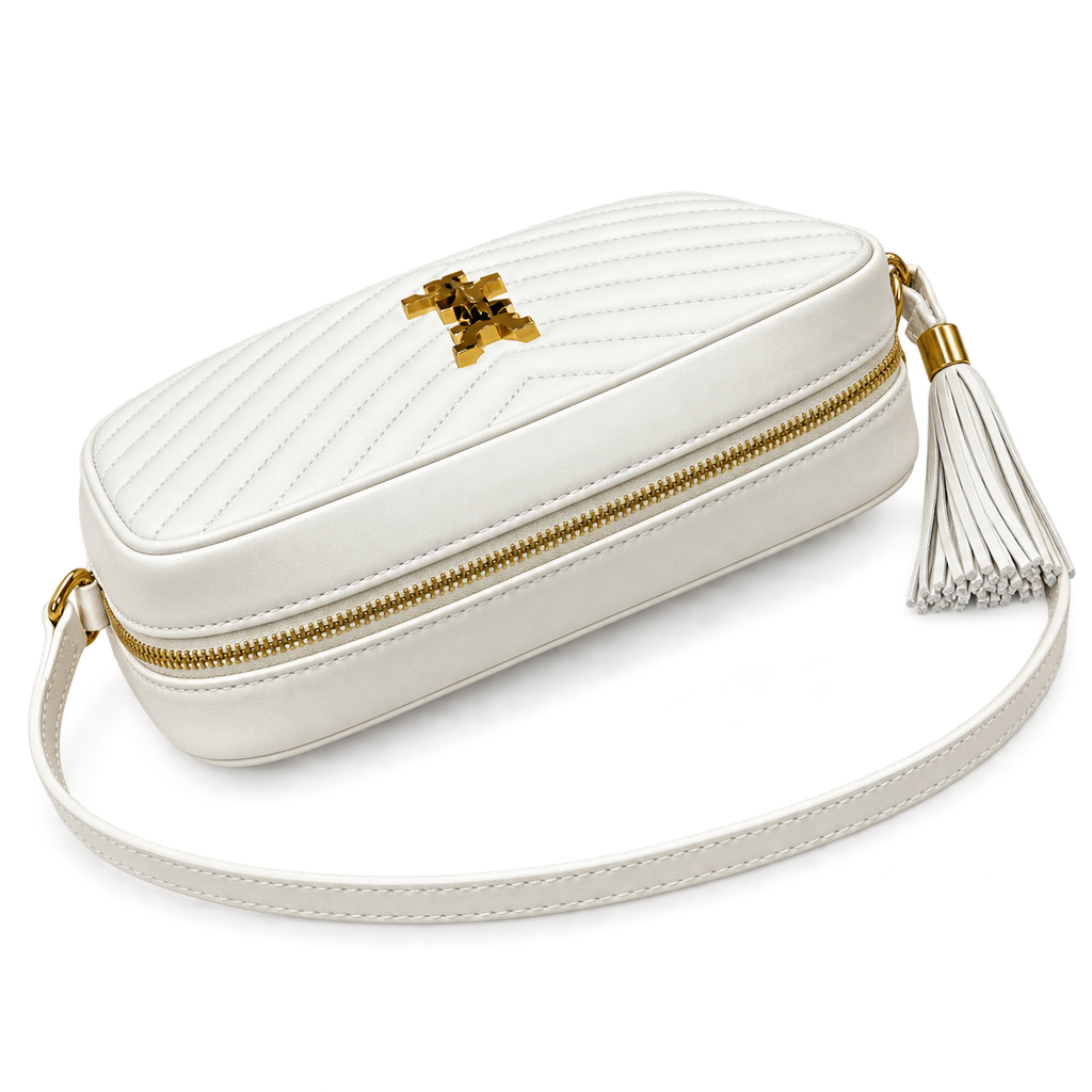 Saint Laurent YSL Lou Large Camera Bag – White Gold