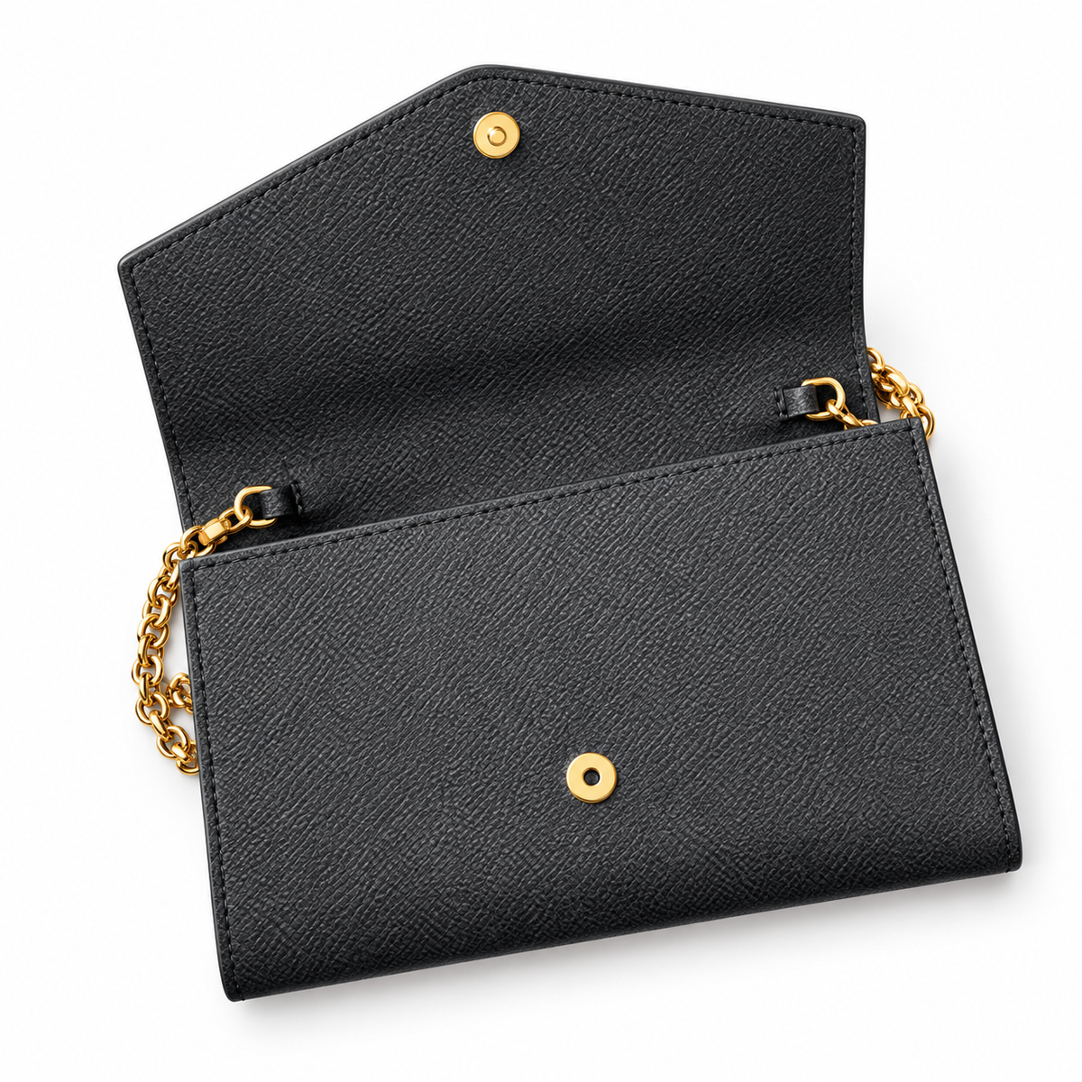 Saint Laurent Uptown Chain Wallet – Black Grained Gold