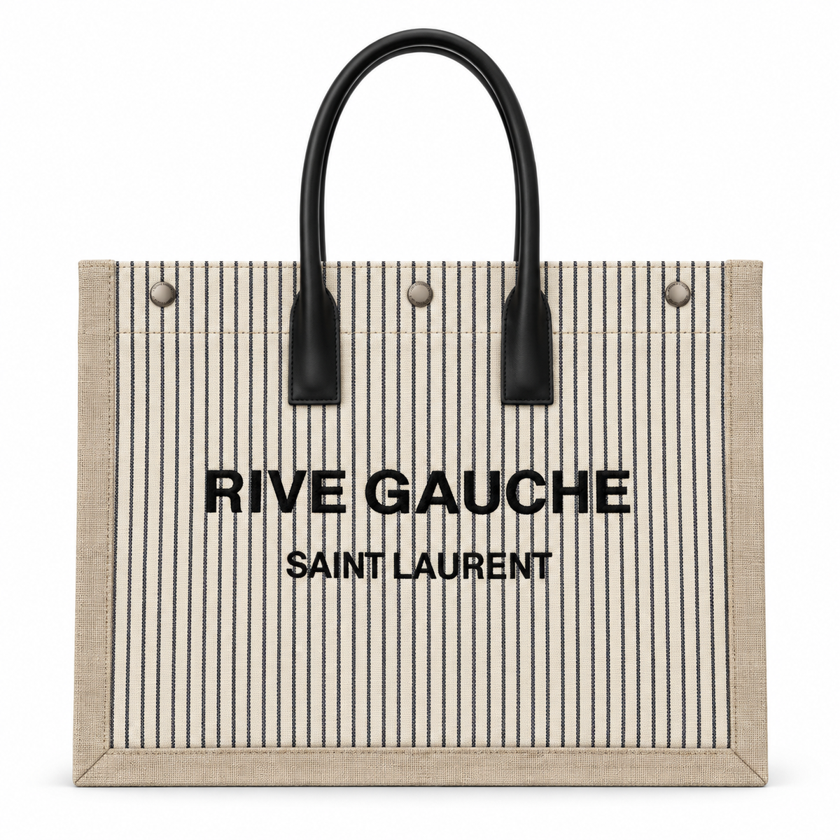 Saint Laurent Rive Gauche Tote – Cream Stripe Black