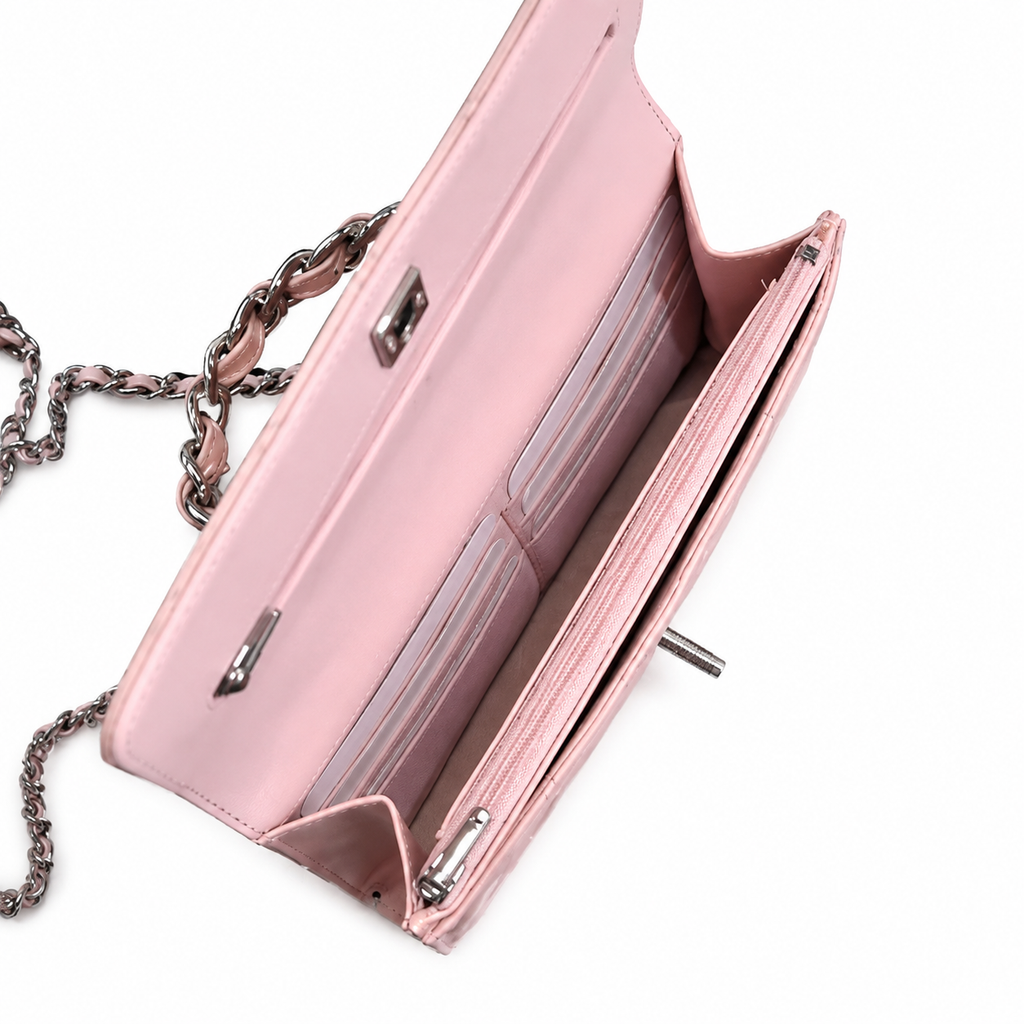 Chanel Pink Quilted Lambskin Flap Bag | Silver CC Chain Top Handle