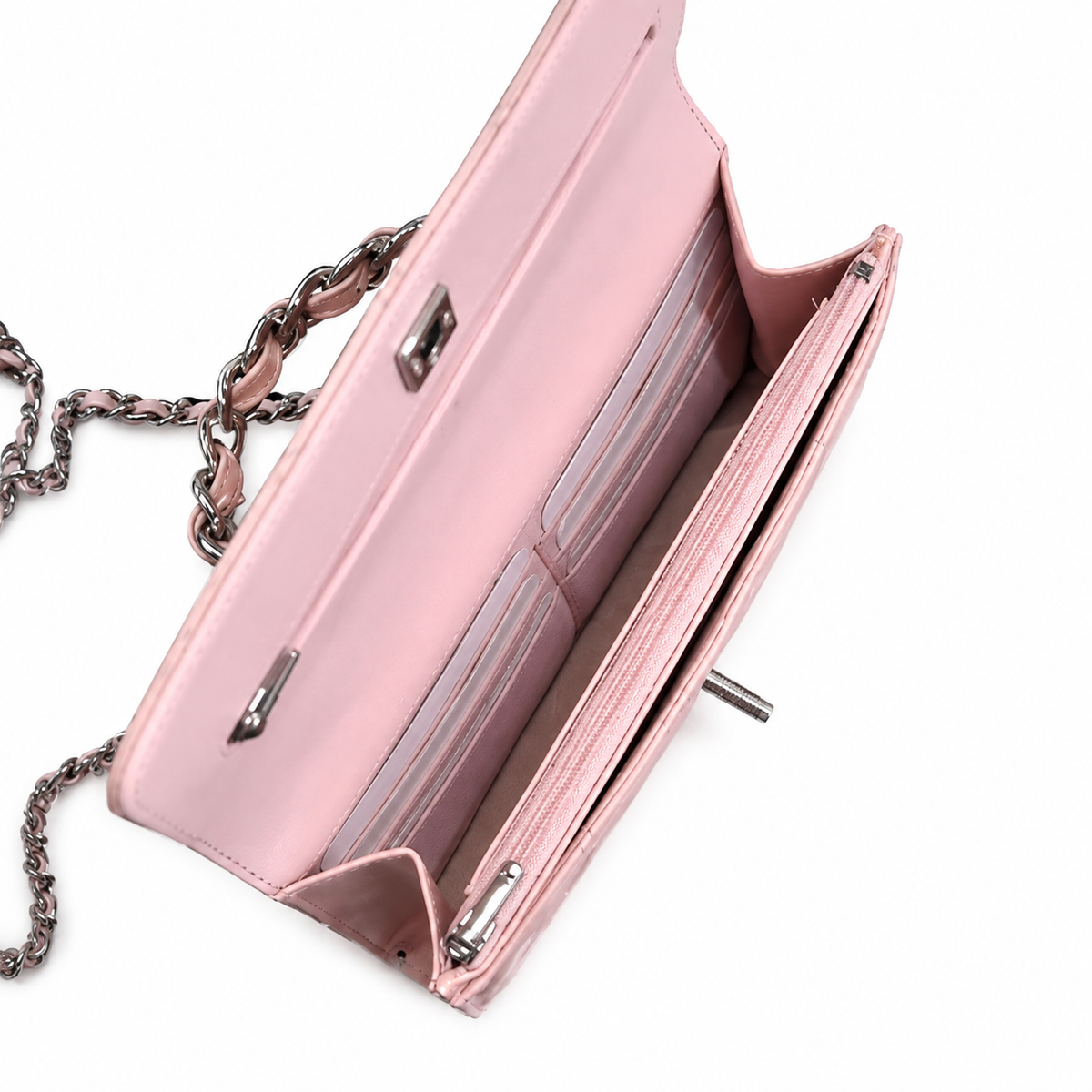 Chanel Pink Quilted Lambskin Flap Bag | Silver CC Chain Top Handle