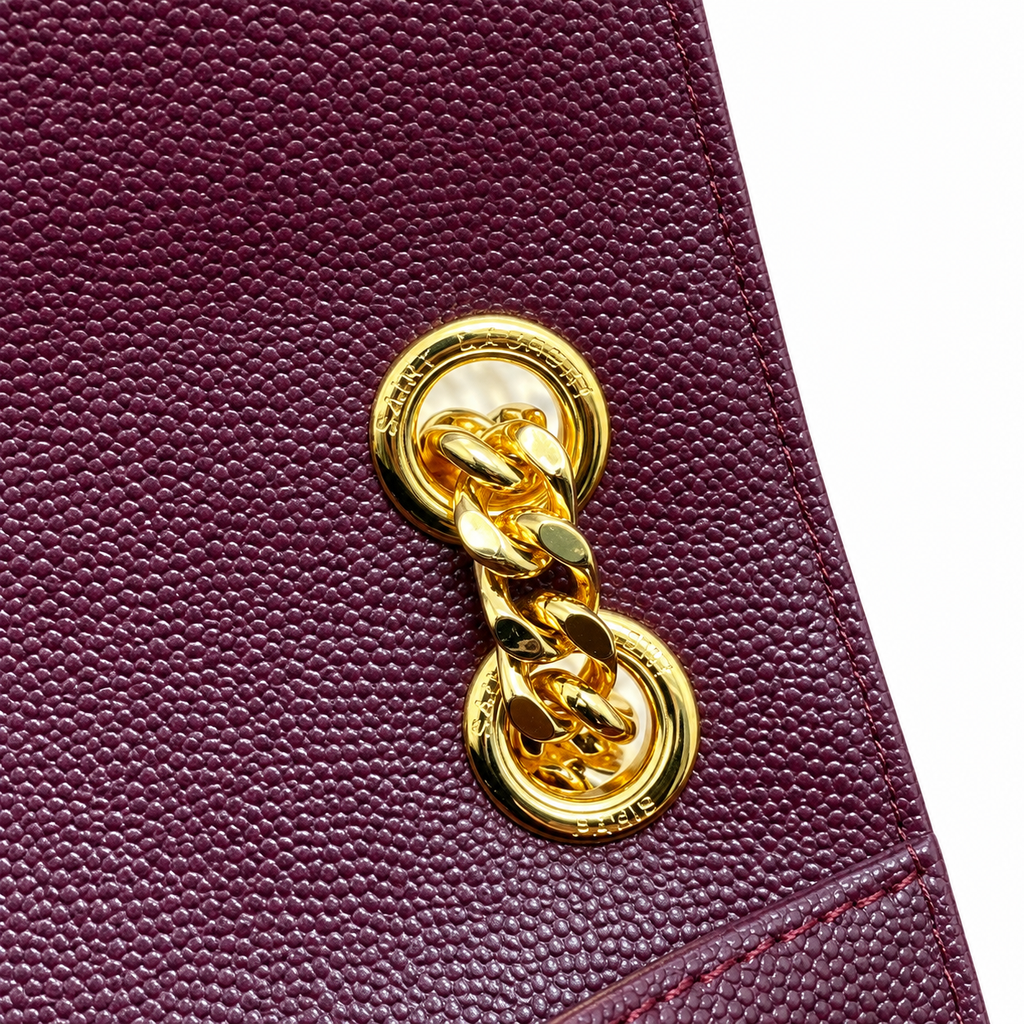 Saint Laurent YSL Envelope Bag – Burgundy Gold