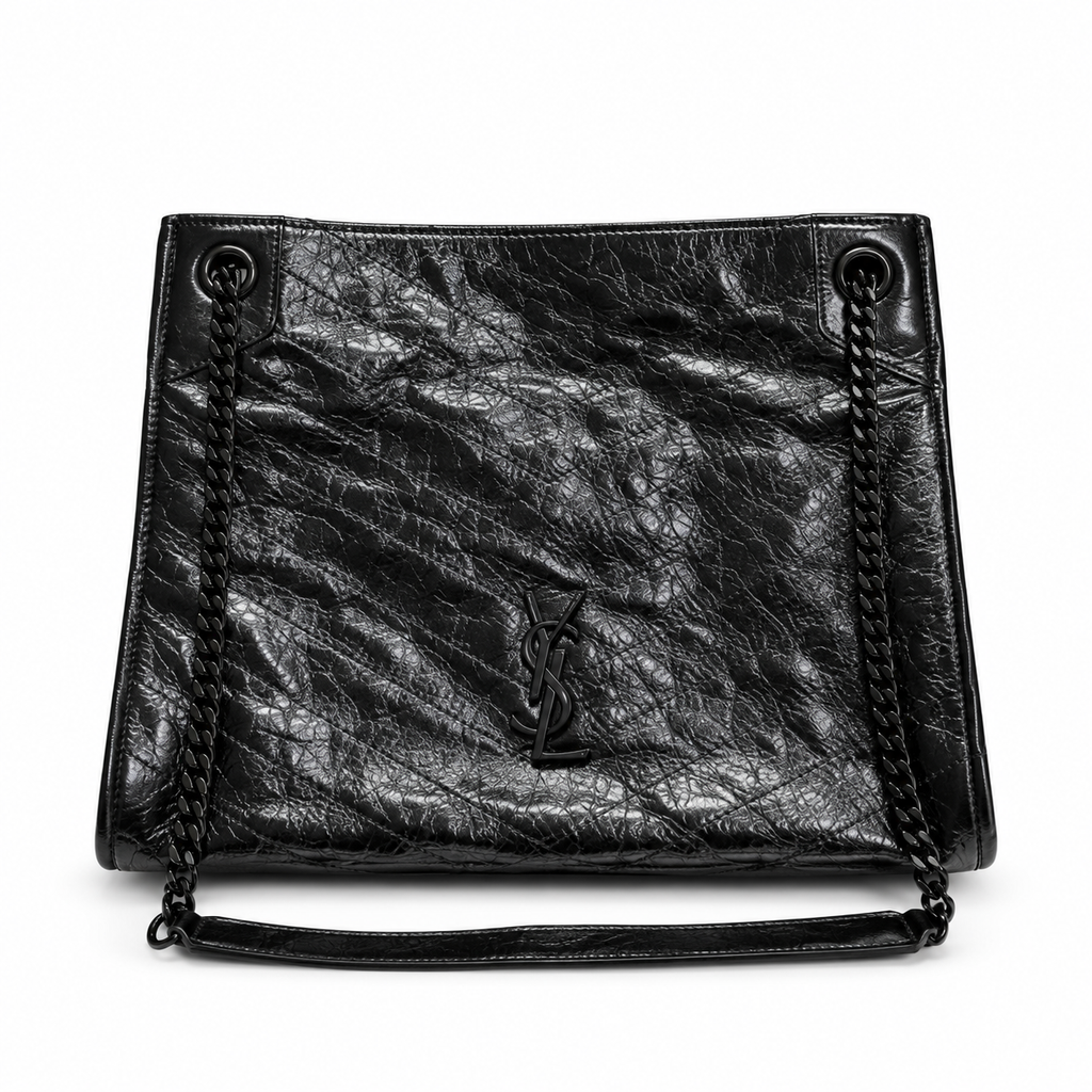 YSL Saint Laurent Niki Shopping Tote Black Crinkled