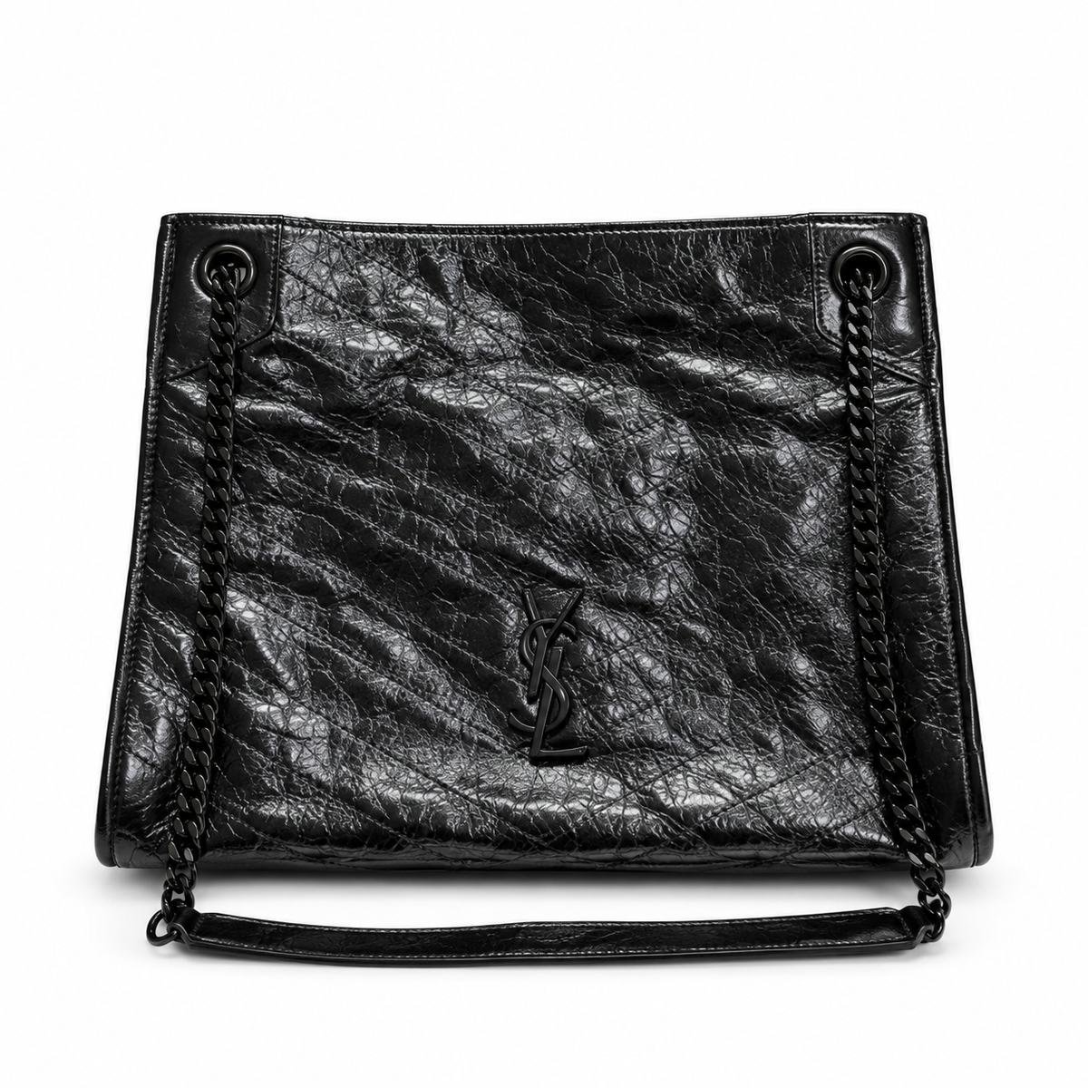 YSL Saint Laurent Niki Shopping Tote Black Crinkled
