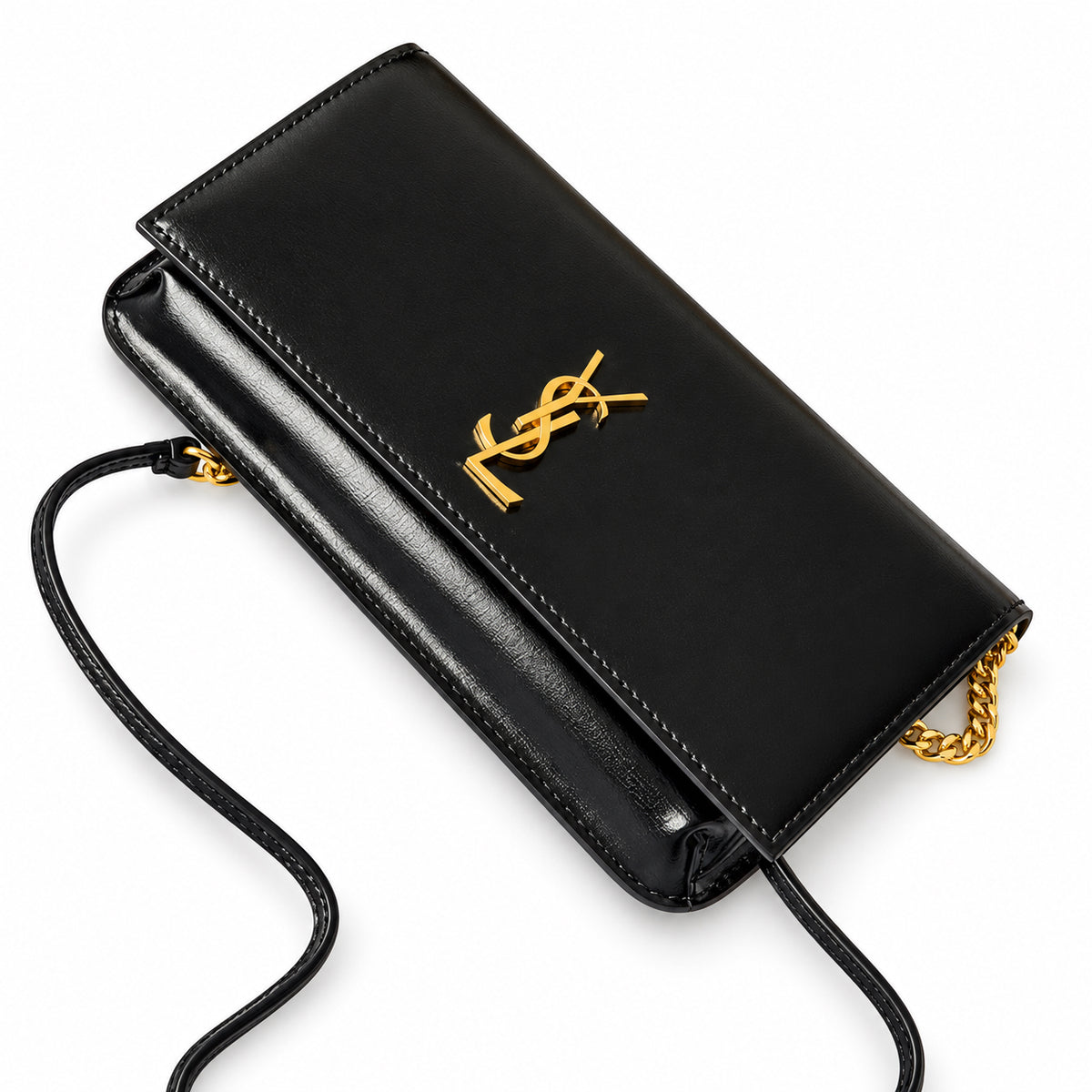 YSL Saint Laurent Kate Small Chain Bag in Black Smooth Leather
