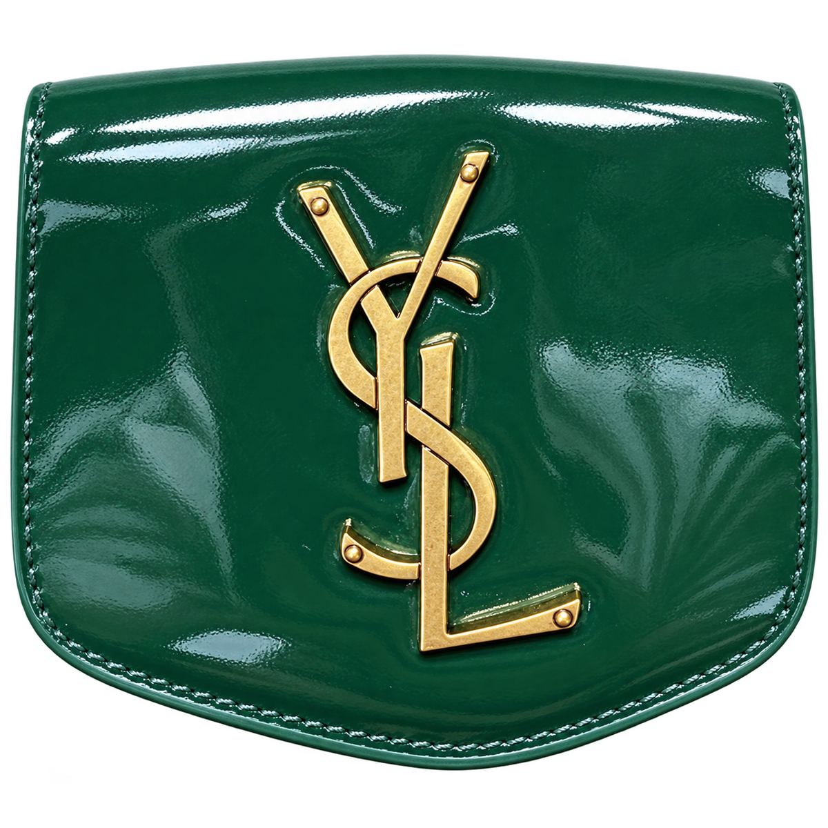 Saint Laurent Cassandra Chain Bag – Green Patent & Card Set