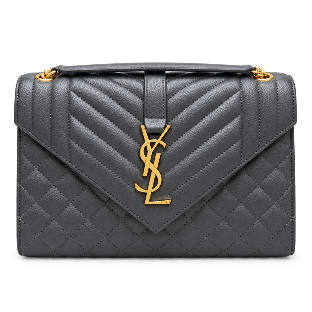 Saint Laurent YSL College Medium – Storm Grey Gold