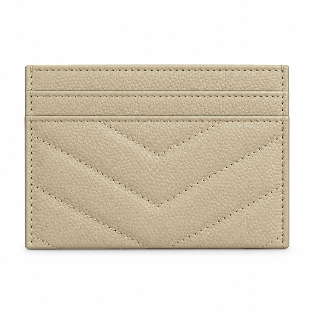 YSL Cassandre Card Holder – Cream Chevron