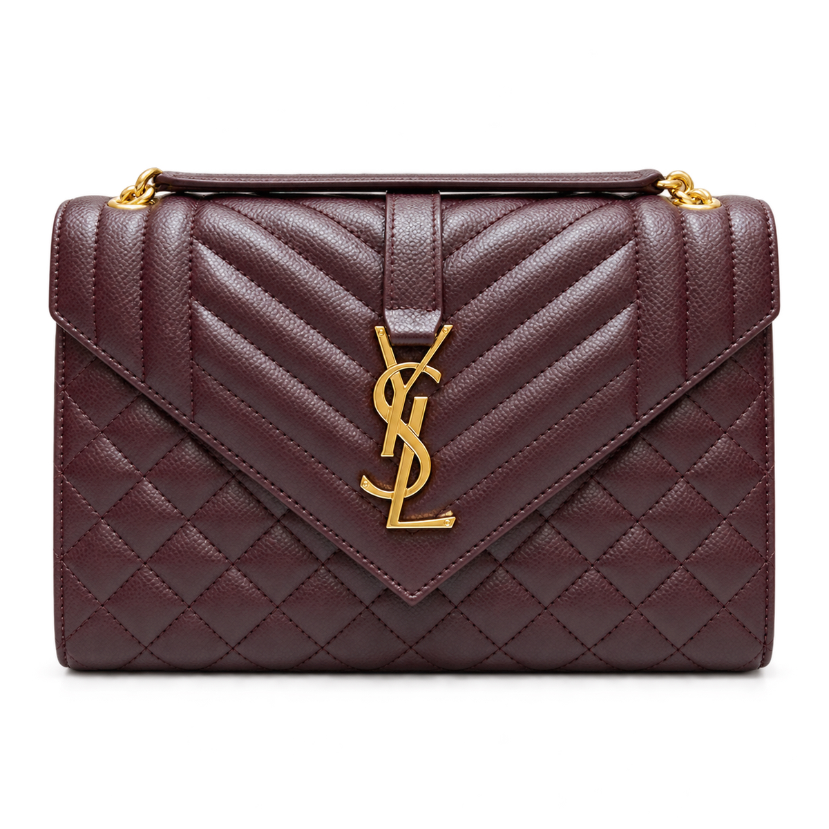 Saint Laurent YSL College Medium – Burgundy Gold